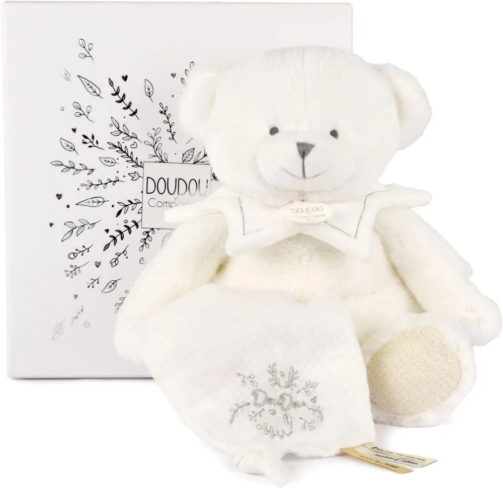 DOUDOU 25 ANS - OURS BLANC  PANTIN AVEC DOUDOU MOU