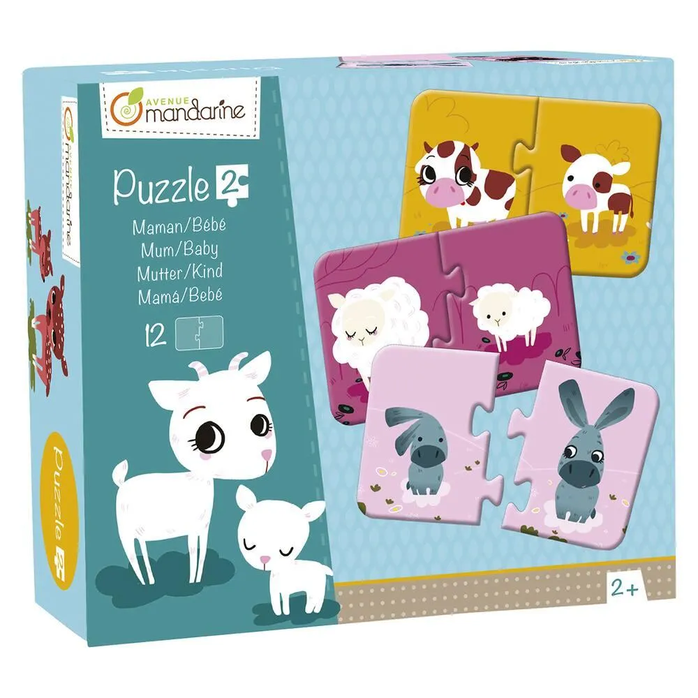 PUZZLES 2 PIECES, MAMAN/BEBE