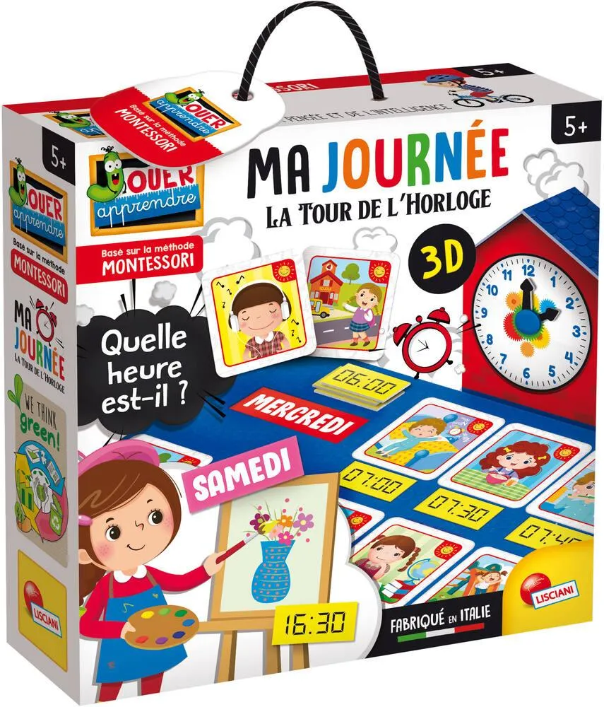 MONTESSORI -JOUER APPRENDRE - MA JOURNEE LA TOUR DE L'HORLOGE EN 3D
