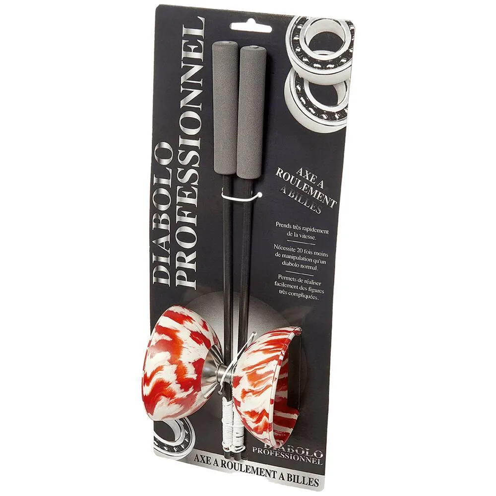DIABOLO PROFESSIONNEL - ROULEMENT A BILLES MOUCHETÉ ROUGE ET BLANC