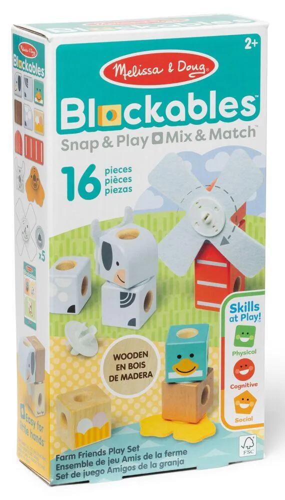 MELISSA & DOUG - BLOCKABLES - LES AMIS DE LA FERME - 16 PIECES