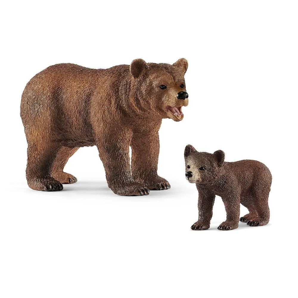 FIGURINE MAMAN GRIZZLY AVEC OURSON