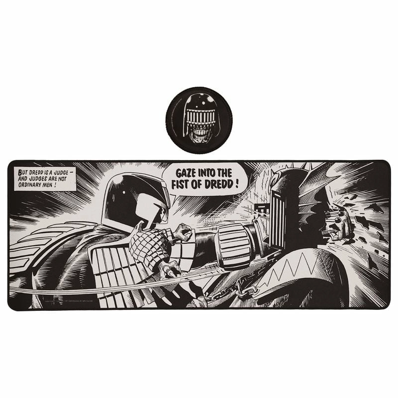 2000ad judge dredd - tapis de bureau xl + 1 sous-verre