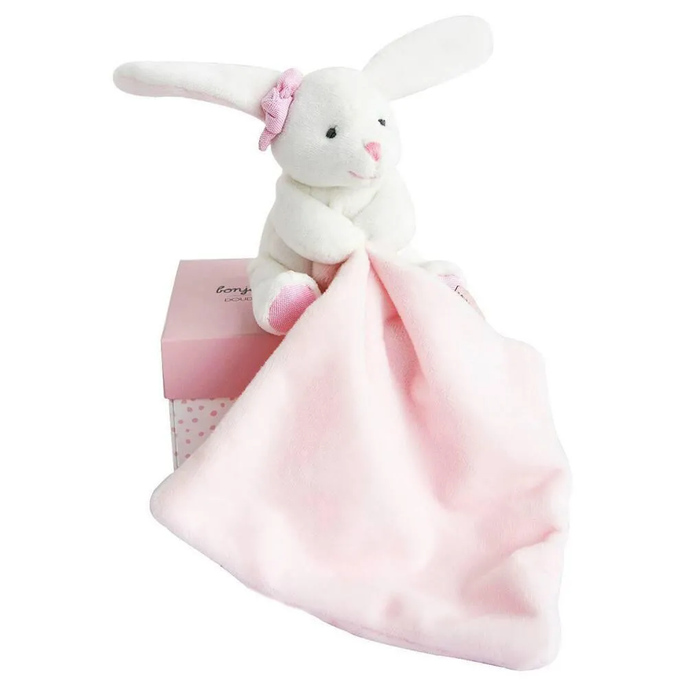 LAPIN MOUCHOIR ROSE BOÎTE FLEUR
