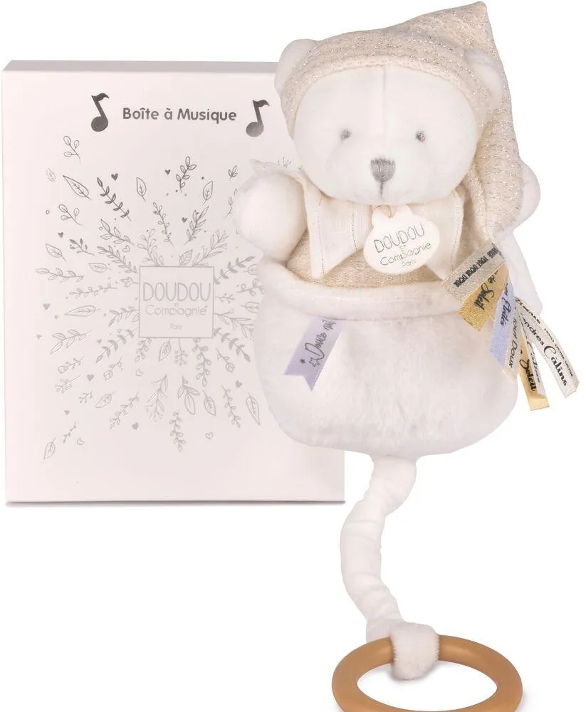 DOUDOU 25 ANS - OURS BLANC - BOITE A MUSIQUE