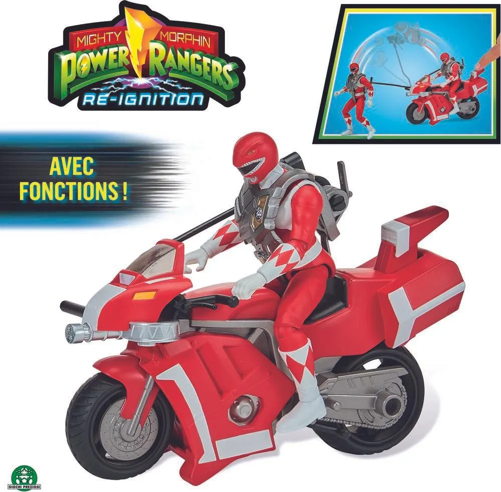 POWER RANGERS - VEHICULE TYRANOSAURE AVEC FONCTION ET FIGURINE 15 CM ROUGE