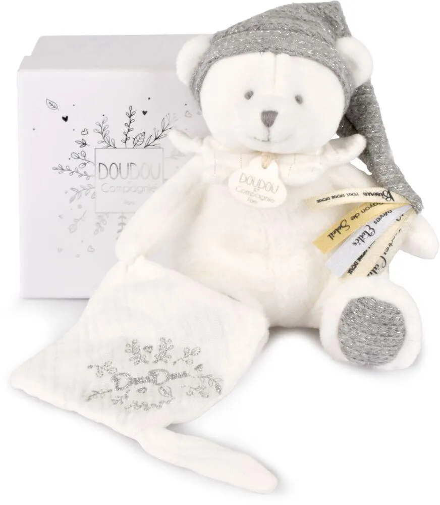 DOUDOU 25 ANS - OURS ARGENT PANTIN ATTACHE-SUCETTE