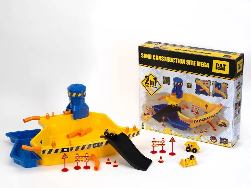 CAT POWER - BAC À SABLE - EAU AVEC VÉHICULES DE CHANTIER