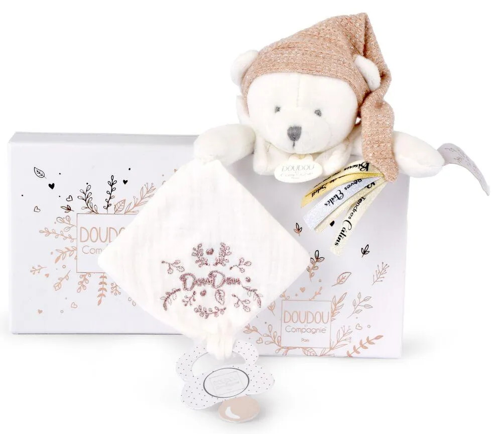 DOUDOU 25 ANS - OURS ROSE PANTIN ATTACHE-SUCETTE