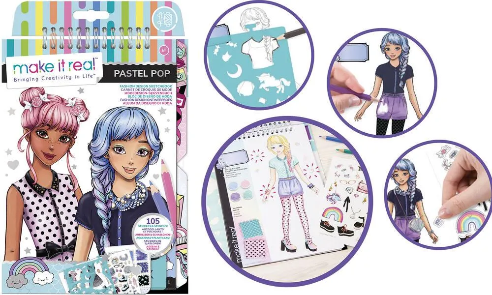 MAKE IT REAL - CARNET DE CROQUIS DE MODE - PASTEL POP