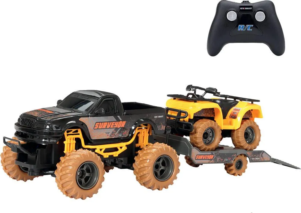 VEHICULE TOUT-TERRAIN 1:24 RADIOCOMMANDE AVEC REMORQUE ET QUAD