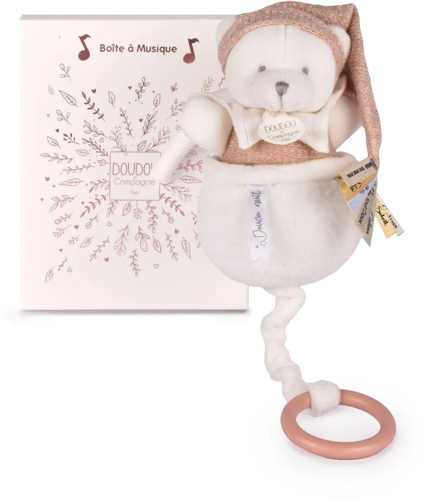 DOUDOU 25 ANS - OURS ROSE - BOITE A MUSIQUE