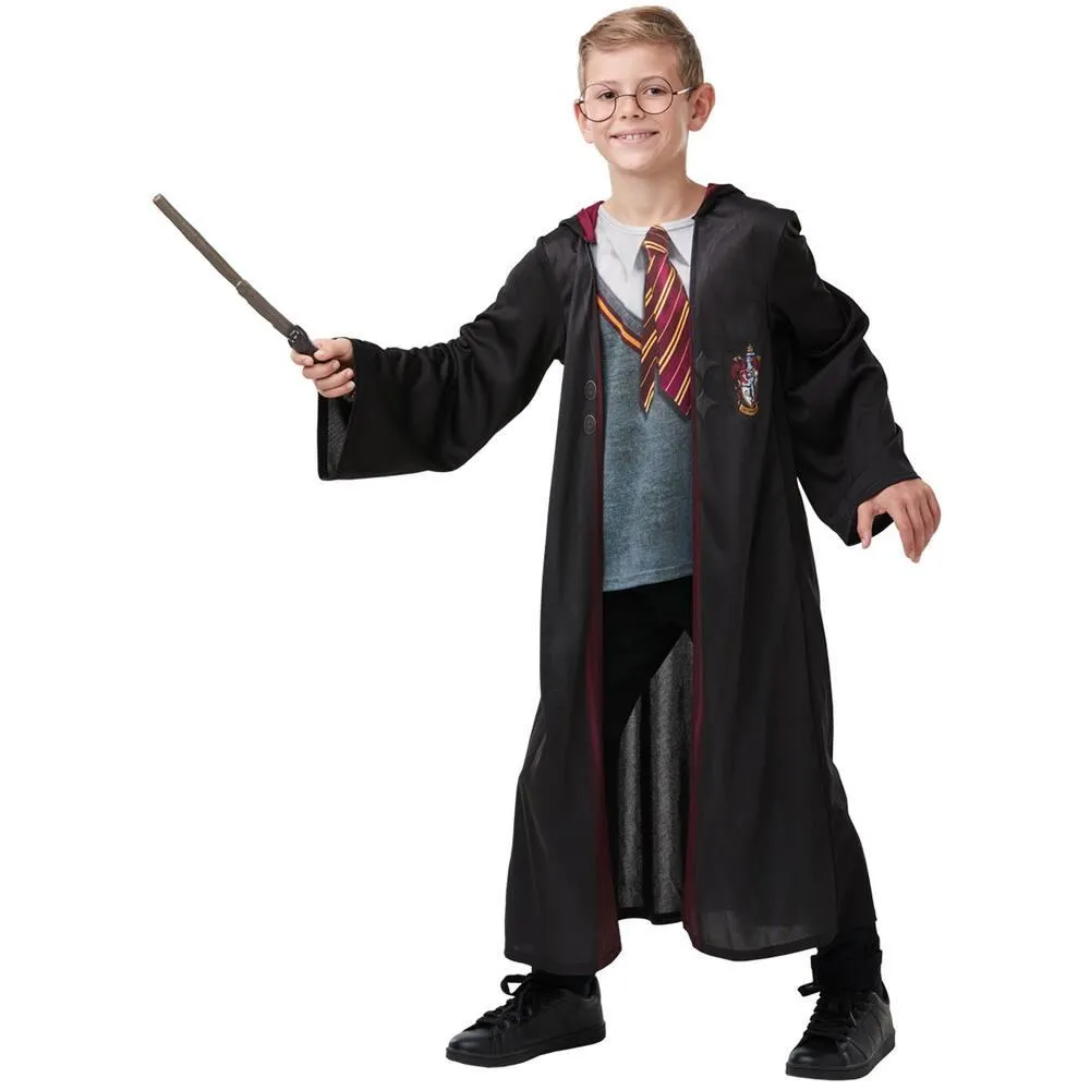 DÉGUISEMENT HARRY POTTER + HT IMPRIMÉ + BAGUETTE + LUNETTES - TAILLE XL