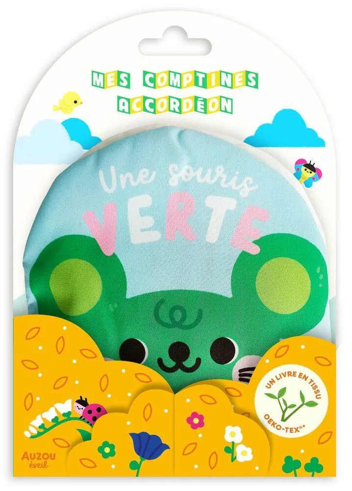 COMPTINES TISSU ACCORDEON - UNE SOURIS VERTE