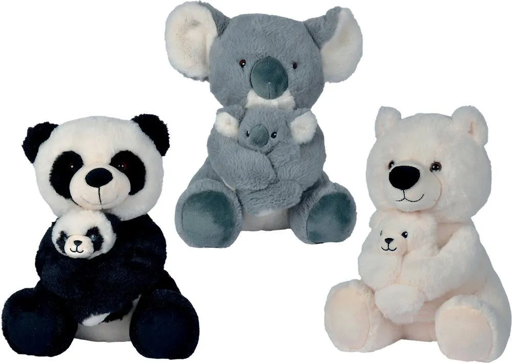 PELUCHE ANIMAL ASSIS 28 CM AVEC BEBE