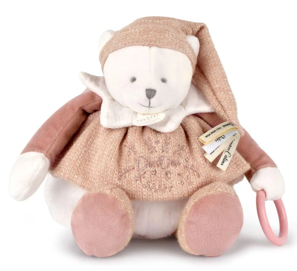 DOUDOU 25 ANS - OURS ROSE PANTIN D'ACTIVITES