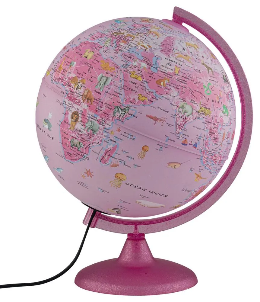 GLOBE LUMINEUX 25 CM PINK ZOO
