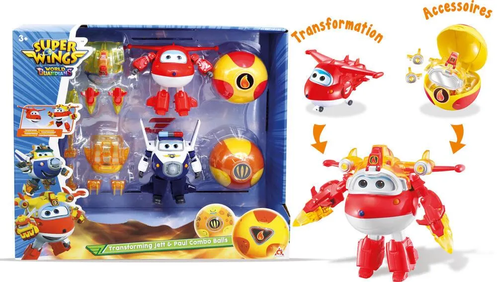 SUPER WINGS - COFFRET 2 TRANSFORMING SUPERCHARGE S6 + 2 SUPER BALLES