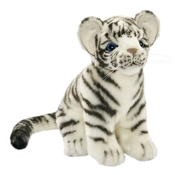 PELUCHE TIGRE BLANC BÉBÉ ASSIS 18 CM