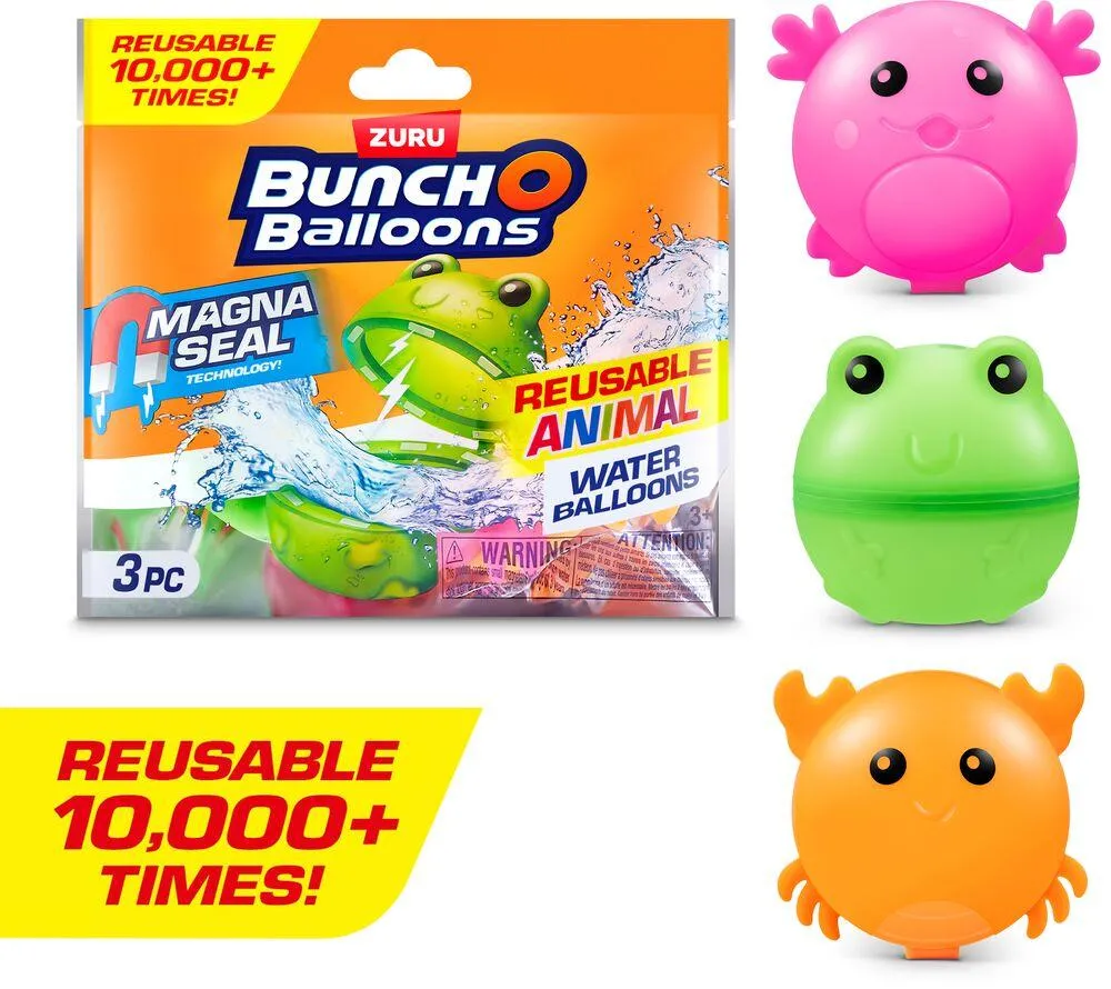 BUNCH O - BALLOONS PACK DE 3 BOMBES A EAUX ANIMAUX REUTILISABLES
