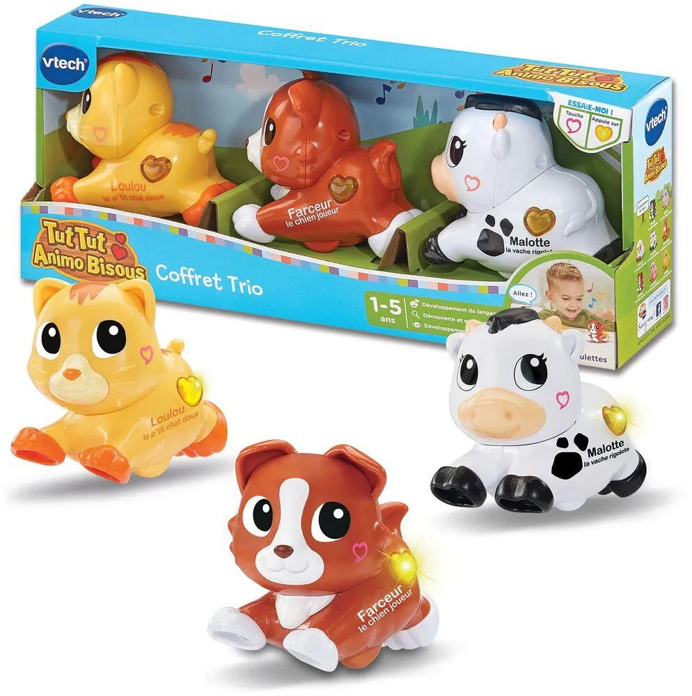 TUT TUT ANIMO BISOUS - COFFRET TRIO CHIEN + CHAT + VACHE