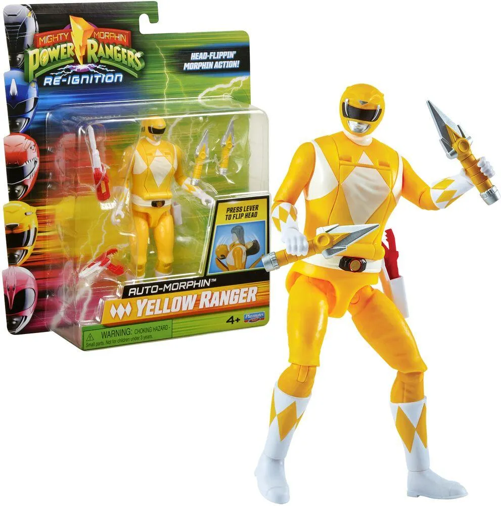 POWER RANGERS - FIGURINE ARTICULEE AUTO-MORPHIN DE 15 CM - RANGER JAUNE