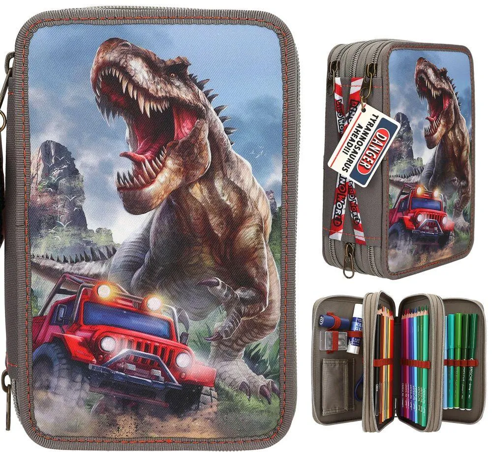 DINO WORLD TROUSSE A CRAYONS 3 COMPART NEW WORLD