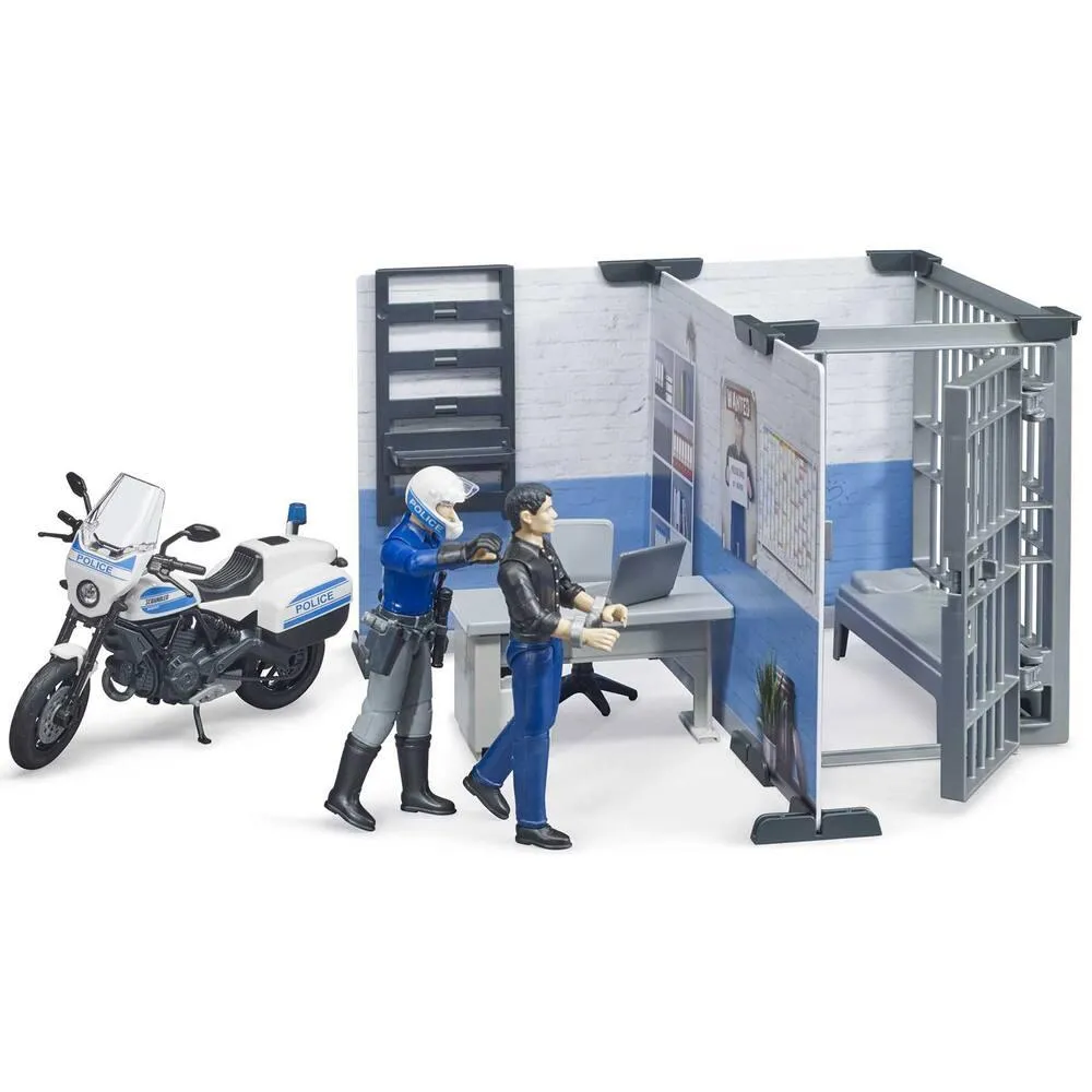 COFFRET BWORLD STATION DE POLICE AVEC MOTO