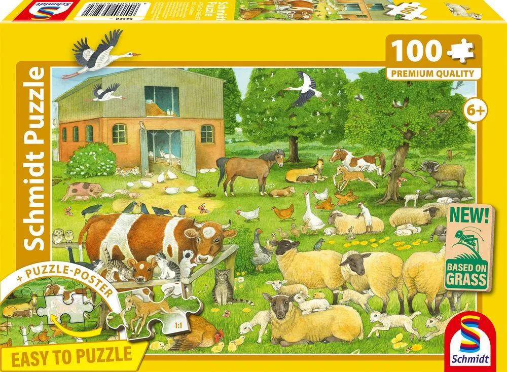 PUZZLE 100 PIECES - FAMILLES D’ANIMAUX A LA FERME