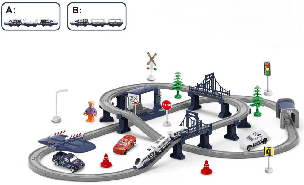 CIRCUIT DE TRAIN LUMIERES SONS 104 PIECES