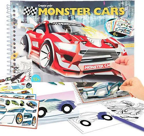 MONSTER CARS ALBUM POCKET COLORIAGE