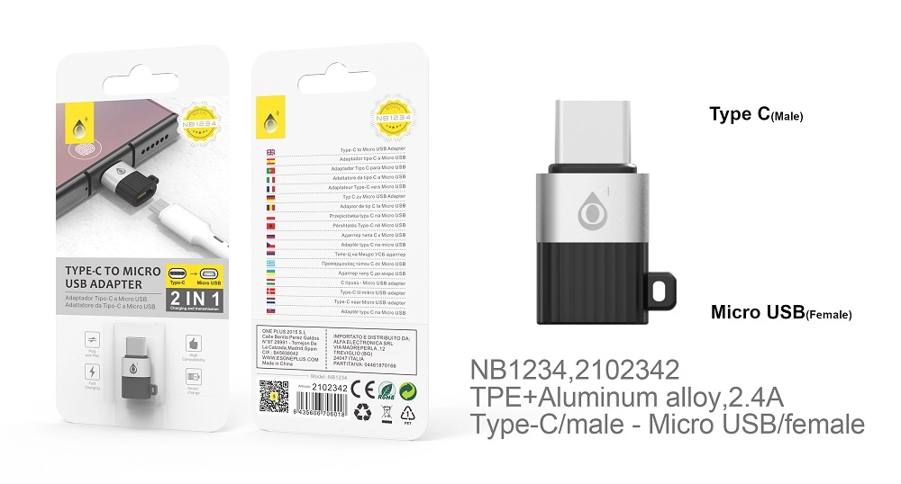 Adaptateur de micro usb + type c ne nb1234