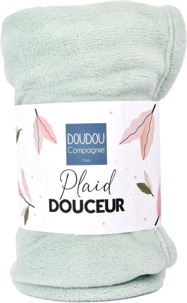 PLAID DOUCEUR VERT AMANDE 70*100CM