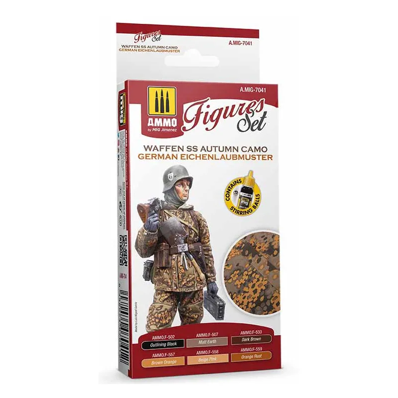 Camouflage d’automne WAFFEN SS. Ensemble allemand Einchenlaubmuster. AMMO MIG JIMENEZ 7041