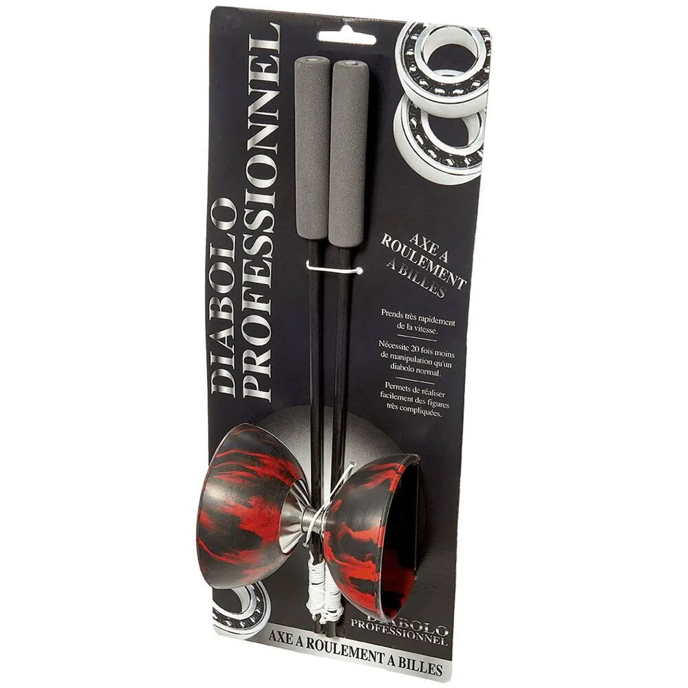 DIABOLO PROFESSIONNEL - ROULEMENT A BILLES MOUCHETE ROUGE ET NOIR