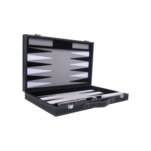 Backgammon 38 x 23 x 5,5 cm noir/blanc/gris