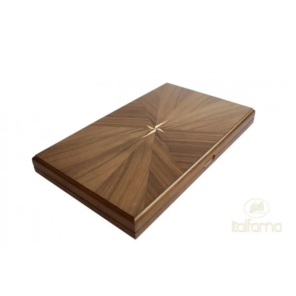 Backgammon en Bois de Bruyère de Noyer 48cm x 29cm Fermé