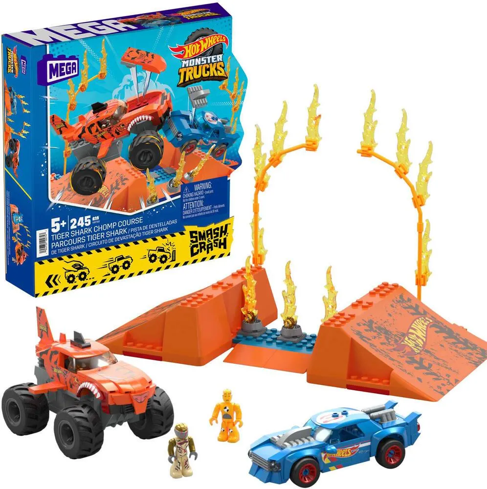 MEGA HOT WHEELS - PARCOURS TIGER SHARK CHOCS ET FRACAS