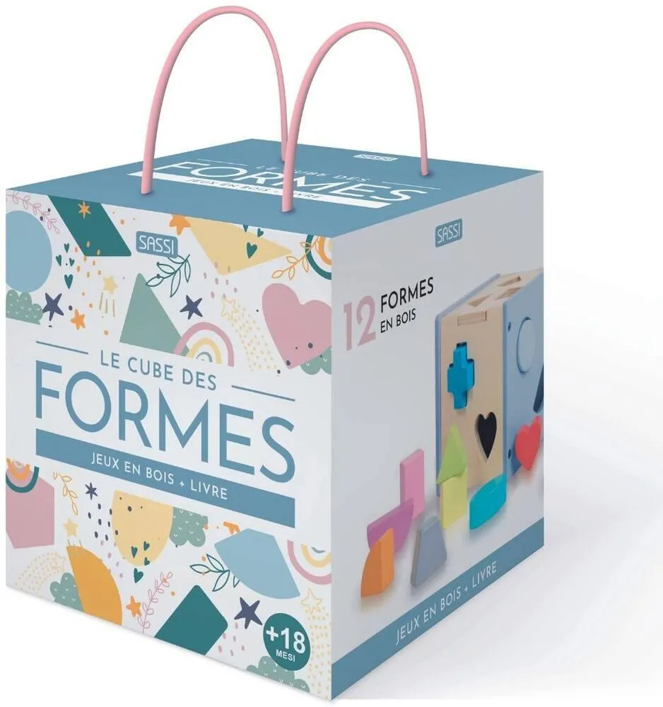 JEUX EN BOIS ET LIVRE LE CUBE DES FORMES