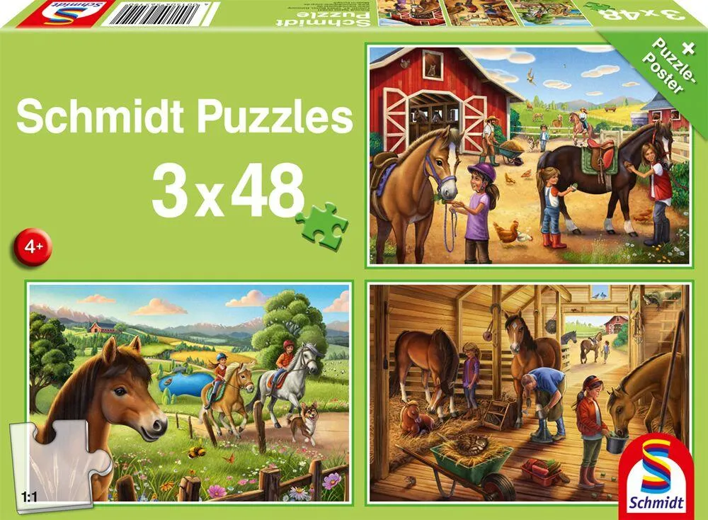 PUZZLE 3X24 PIECES - MES CHEVAUX PREFERES