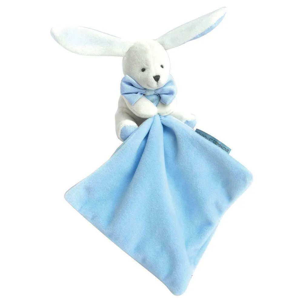 LAPIN MOUCHOIR BLEU BOÎTE FLEUR