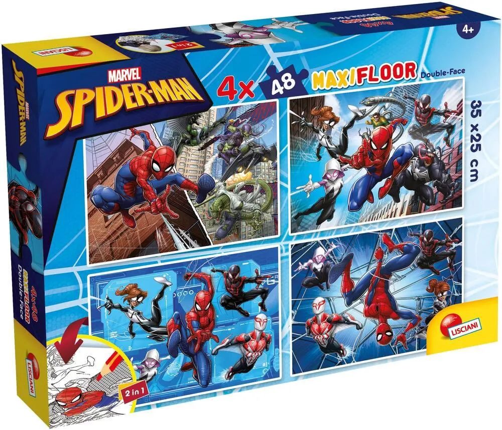 MARVEL SPIDERMAN PUZZLE 4 X 48 PIECES 2 EN 1