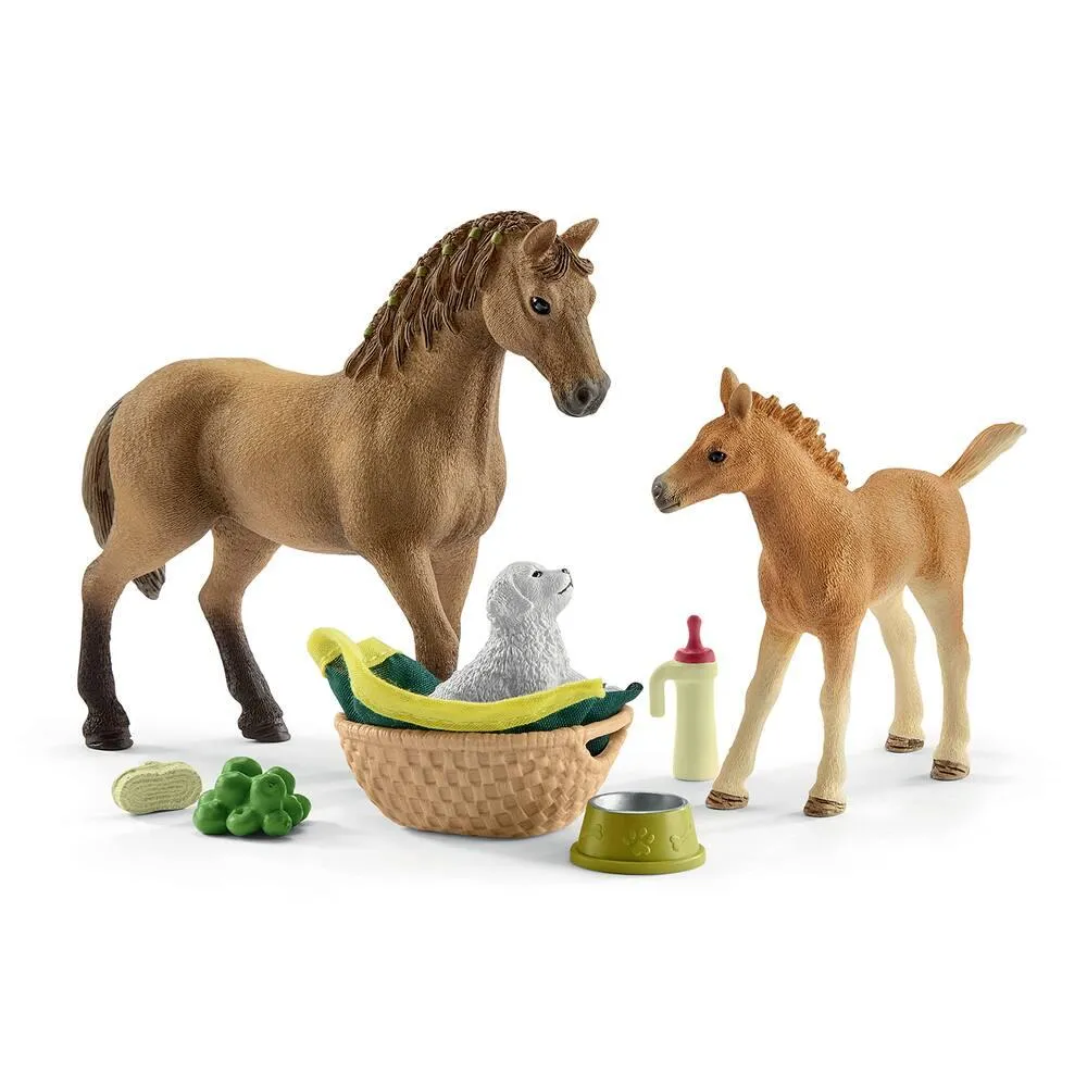 KIT DE SOINS POUR BEBES ANIMAUX & CHEVAUX QUARTER HORSE AVEC CHIOTS - HORSE CLUB