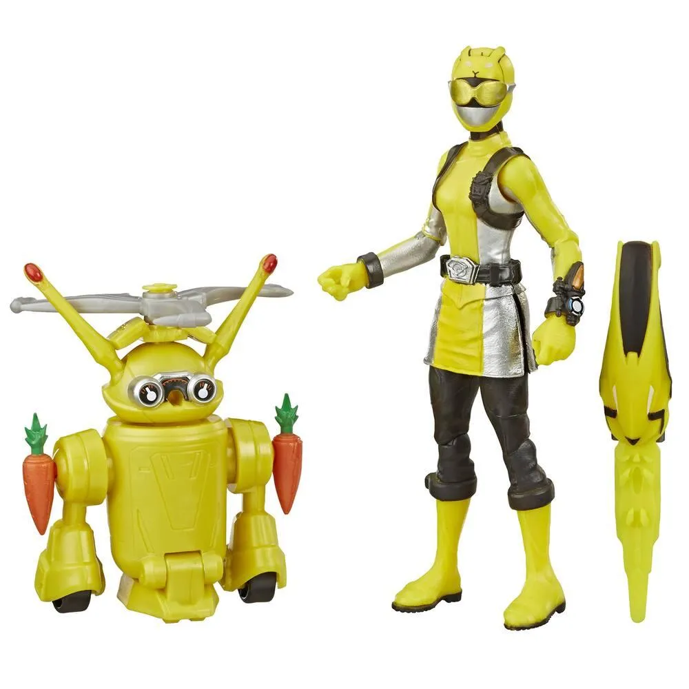 FIGURINE POWER RANGERS BEAST MORPHERS, RANGER JAUNE, MORPHIN JAX BEASTBOT