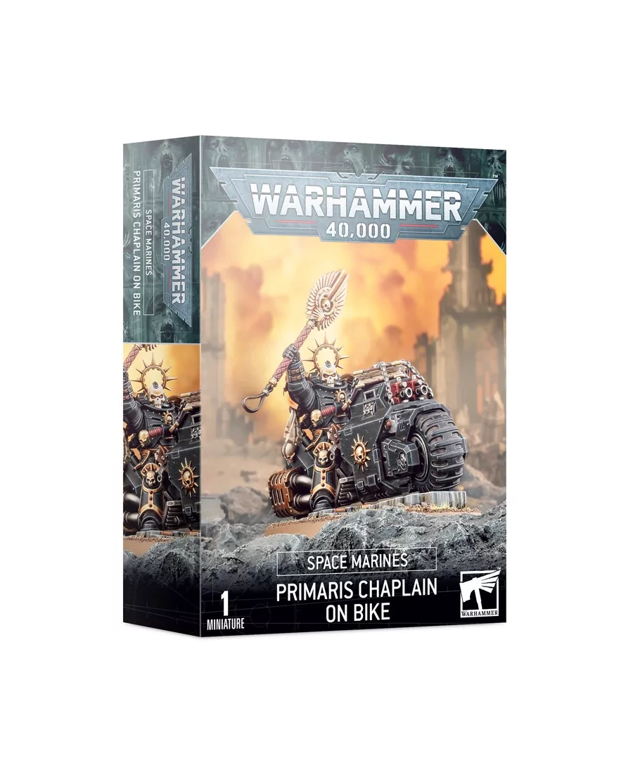 Space Marines : Chapelain Primaris à Moto