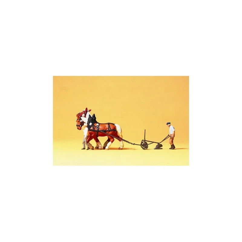 Charrue tirée par des chevaux. PREISER 30431