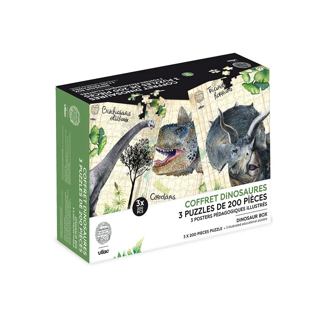 Coffret de 3 puzzles Dinosaures