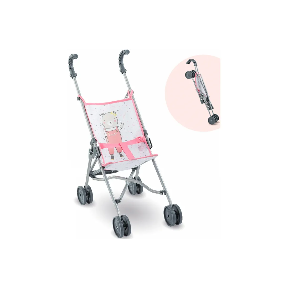 Poussette canne rose pour poupon 36cm, 42cm et 52cm - Corolle