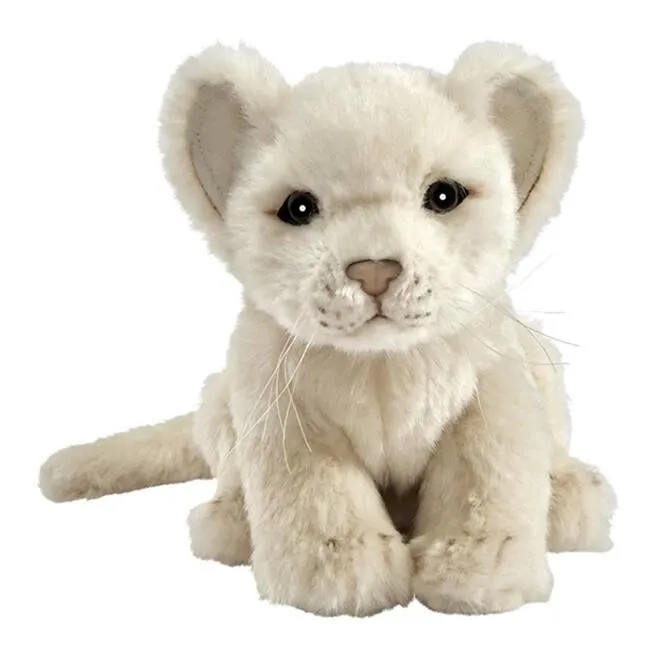 PELUCHE LION BLANC BÉBÉ ASSIS 18 CM
