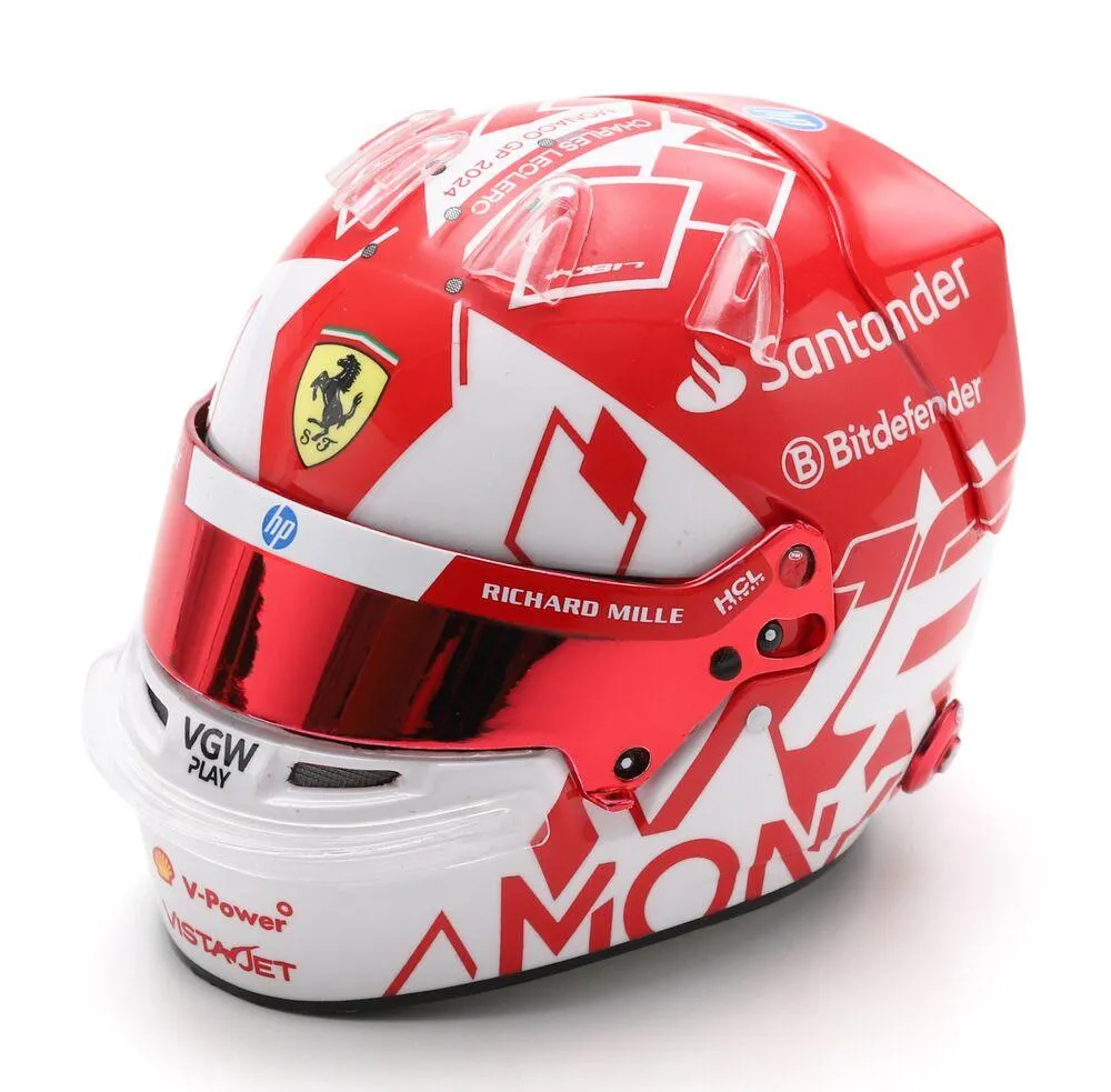 1/5 CASQUE CHARLES LECLERC - SCUDERIA FERRARI - VAINQUEUR GP F1 MONACO 2024 - VERSION DELUXE